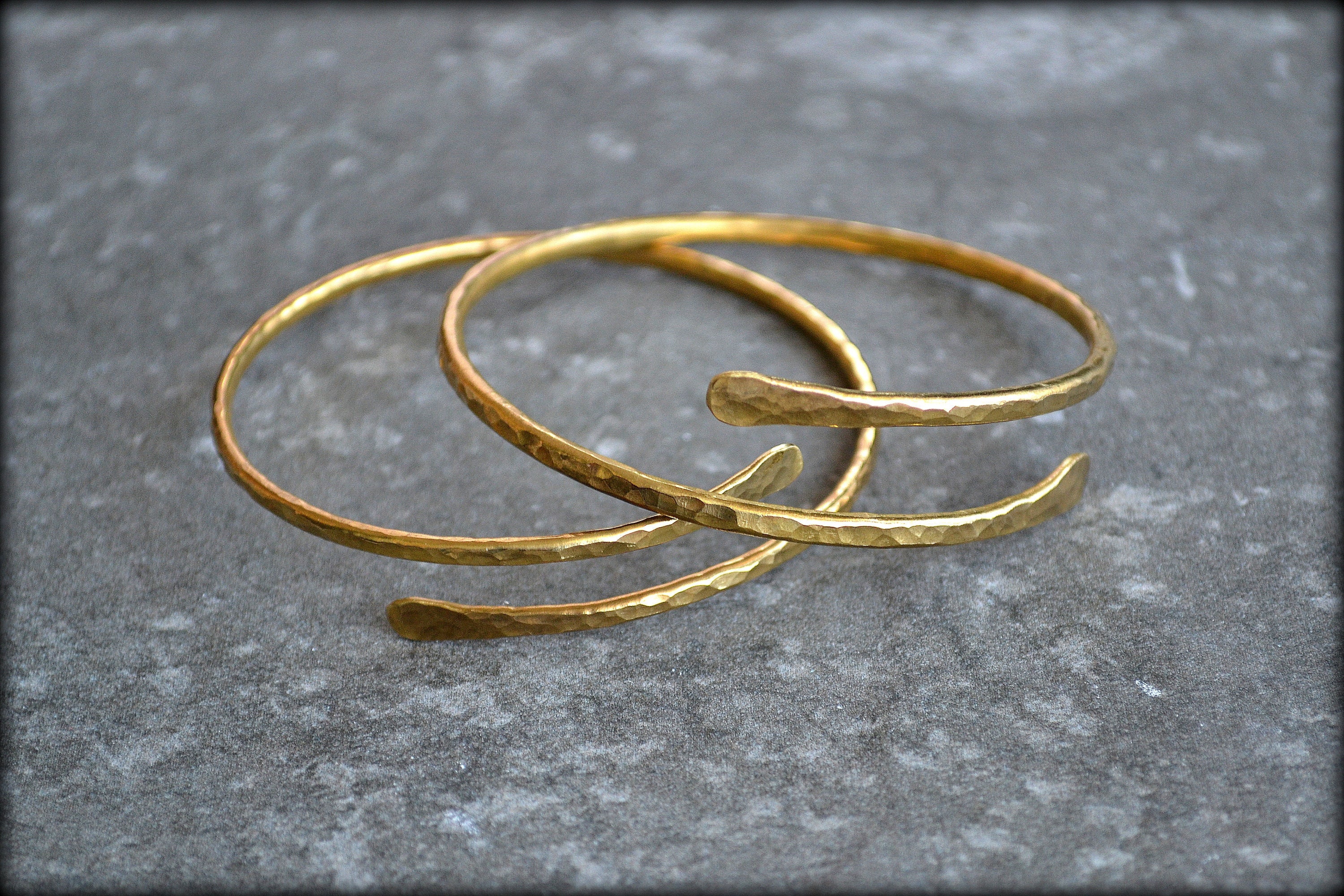 Brass Hammered Overlap Bangle: Adjustable Arm Cuff - Etsy