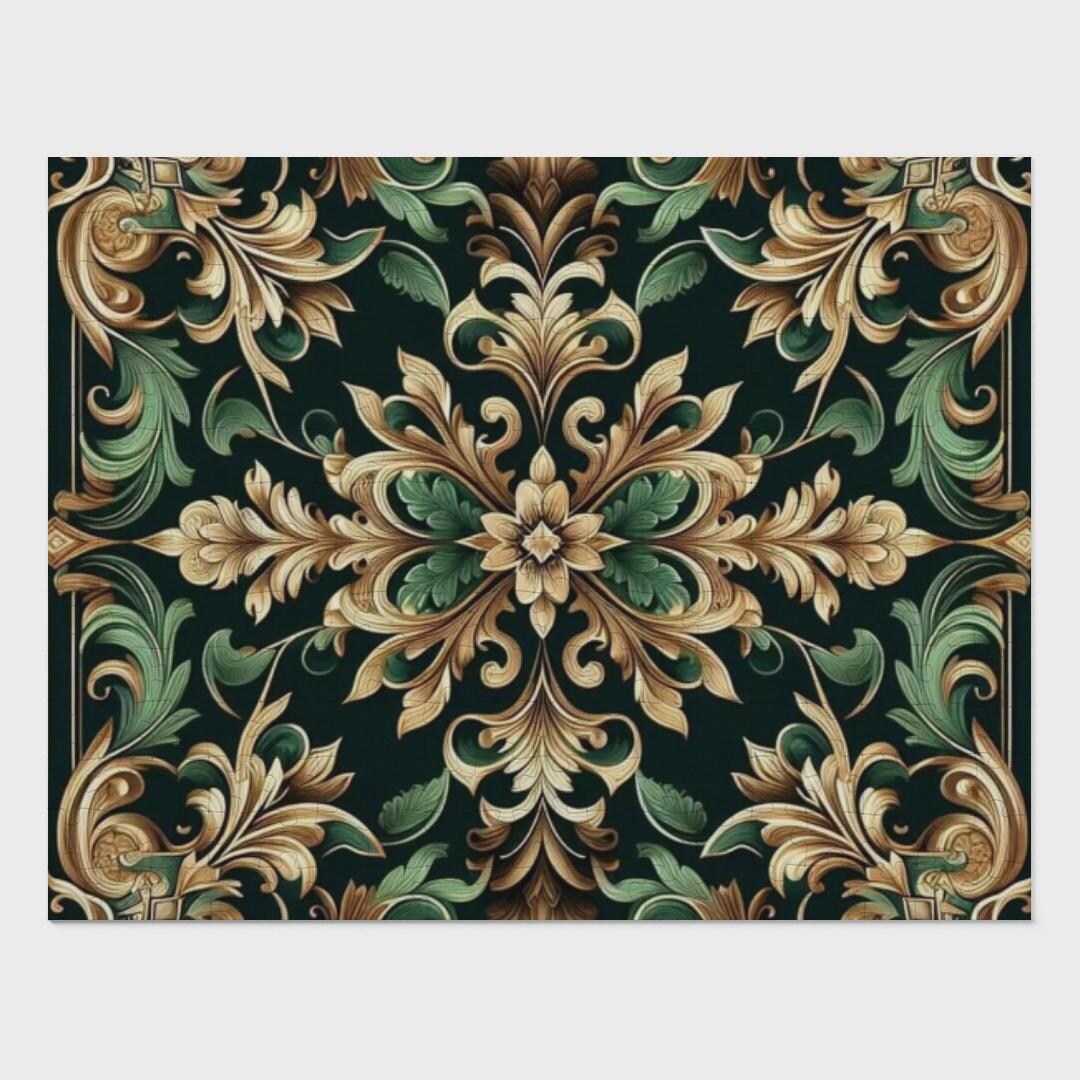 Jigsaw Puzzle Opulent Baroque Rococo Gold Green Acanthus Scrollwork ...