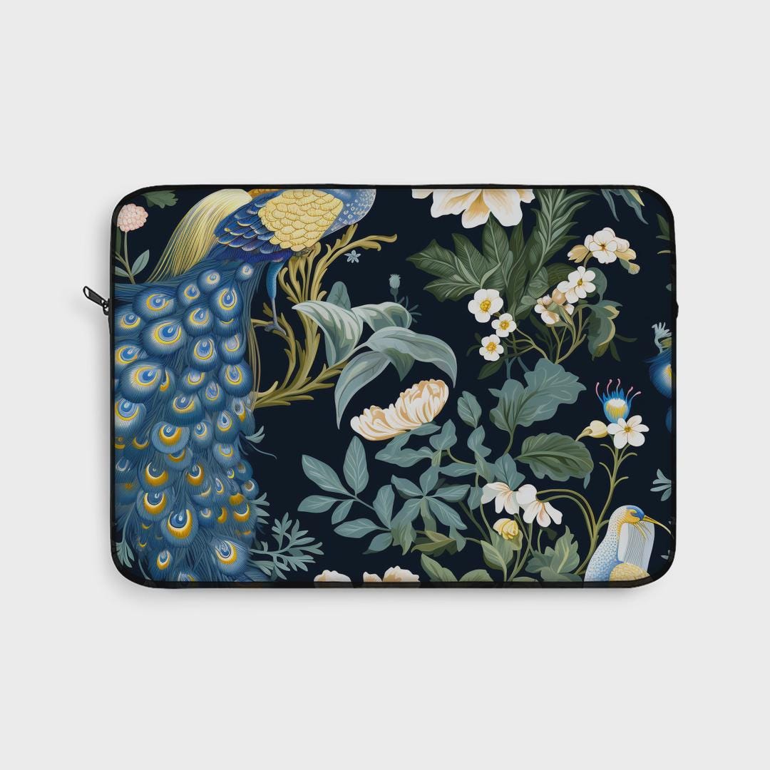 Pear Computer Cover Peacock Botanical Laptop Sleeve, Luxury Chinoiserie Tech Cover - Etsy