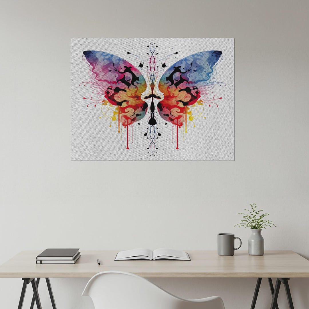 Abstract Butterfly Canvas Print: Vibrant Watercolor Ink Splatter Art - Etsy