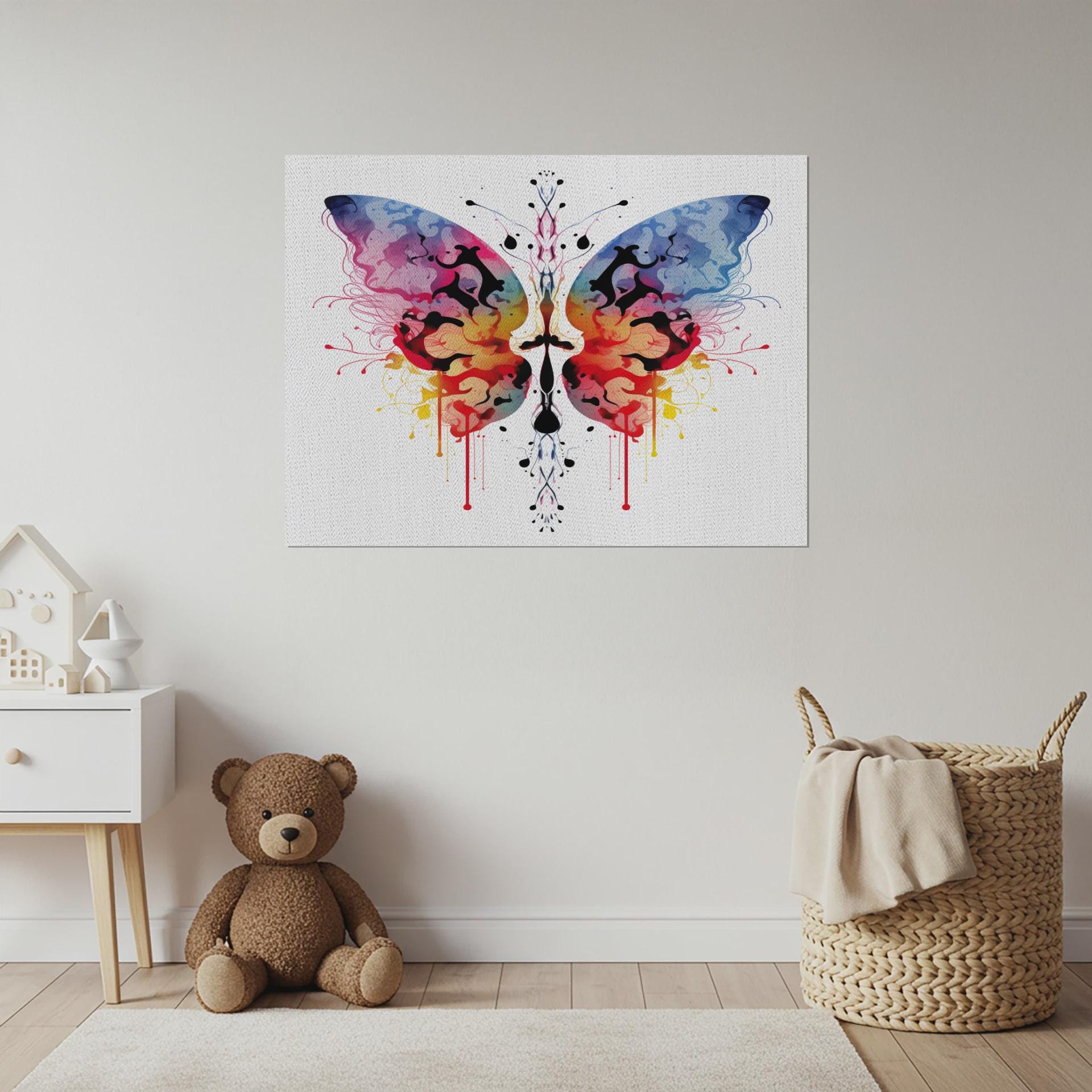 Abstract Butterfly Canvas Print: Vibrant Watercolor Ink Splatter Art - Etsy