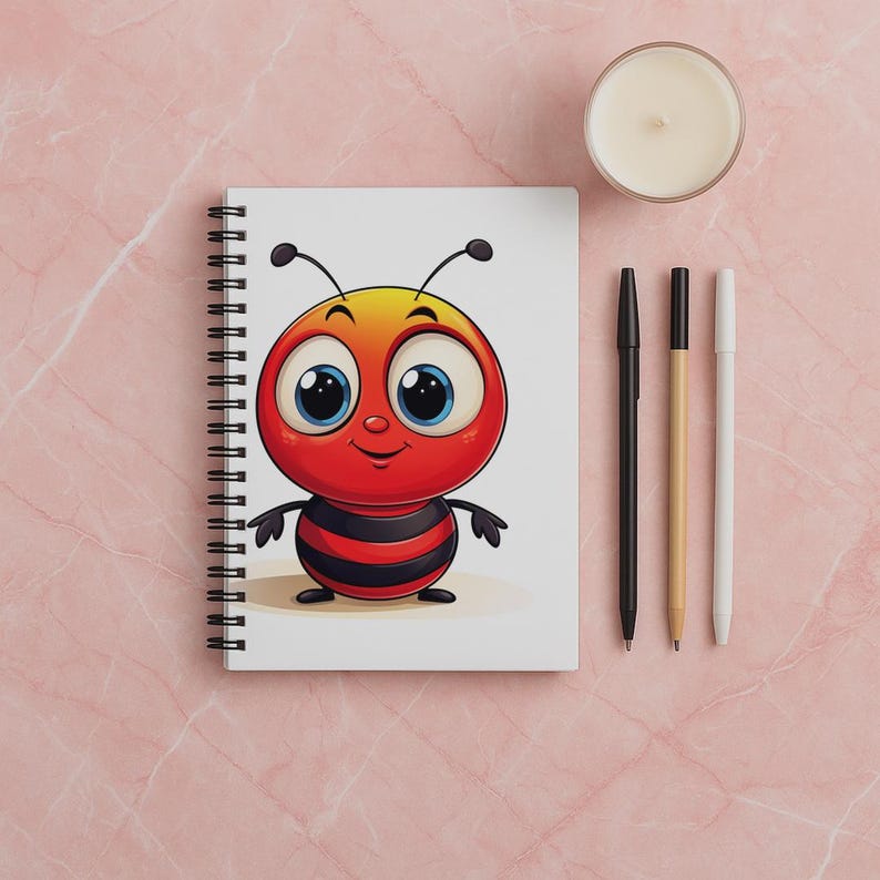 Cute Cartoon Bee Spiral Notebook With Vibrant Design and Ruled Line ...