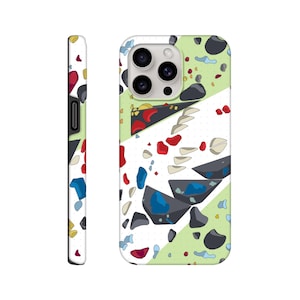 Phone Case with Climbing Rope Strap, Abstract Bouldering Pattern, Durable Phone Cover for Outdoor Adventure Fans
