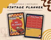 Vintage Digital Planner PDF | Printable Daily Weekly Monthly Planner | Reusable Planning Templates