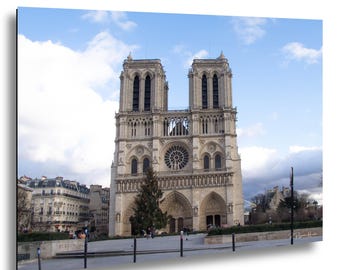 Notre Dame Cathedral Photography Print, Paris Christmas Scene