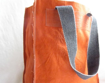 STITCHES - orange canvas shopper bag