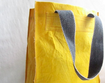 STITCHES - yellow canvas shopper bag