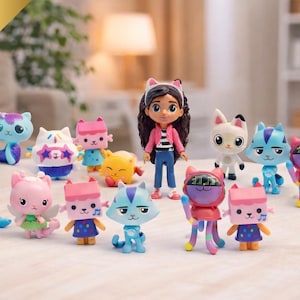 Gabby Dollhouse 13-Piece Mini Cartoon Figure Set, Kids Collectible Toys