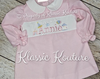 Carnival Circus First Birthday Bubble Bloomer Set A-line Dress Birthday Outfit Carousel Circus Tent Cotton Candy