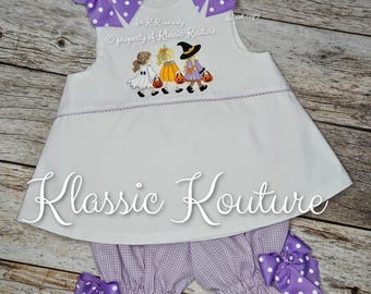 Halloween Pumpkin Swing Top Bloomer Set A-line Dress Bubble Fall Thanksgiving Fall Birthday Dress Pant Set