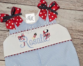 4th of July Patriotic Girls Swing Top Bloomer Set Bubble A-line Dress Birthday Red White And Blue TWO