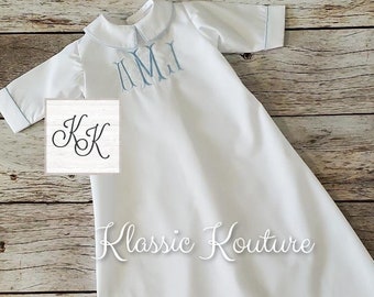 Baby Boy Take Me Home Gown Baptism Christening Baby Blessing Baby Dedication Gown Monogram Initials