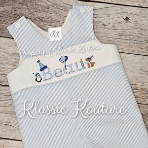 Winter ONEderland Birthday Bubble Shortall Longall Monogram Birthday Romper First Birthday Jon Jon Boys Birthday Outfit ALL BLUES