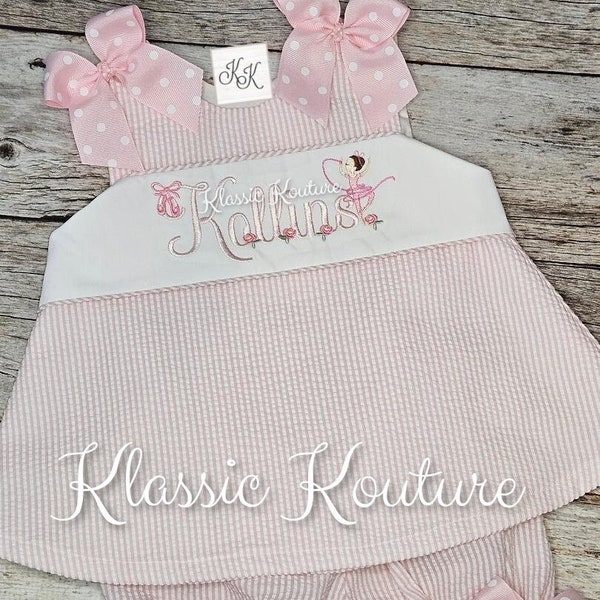 Ballerina Dancer Ballet Slippers First Birthday Bubble Bloomer Set A-line Dress  Birthday Outfit Dance Recital