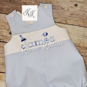 Birthday Bubble Shortall Longall Monogram Birthday Romper First Birthday Jon Jon Boys Birthday Outfit ALL BLUES