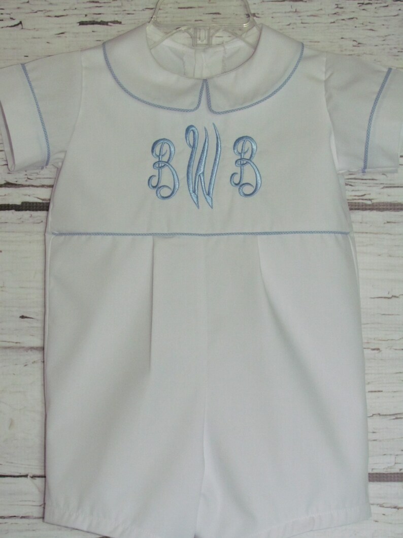 Baby Boy Monogram Romper Christening Romper Baptism Take Me Etsy