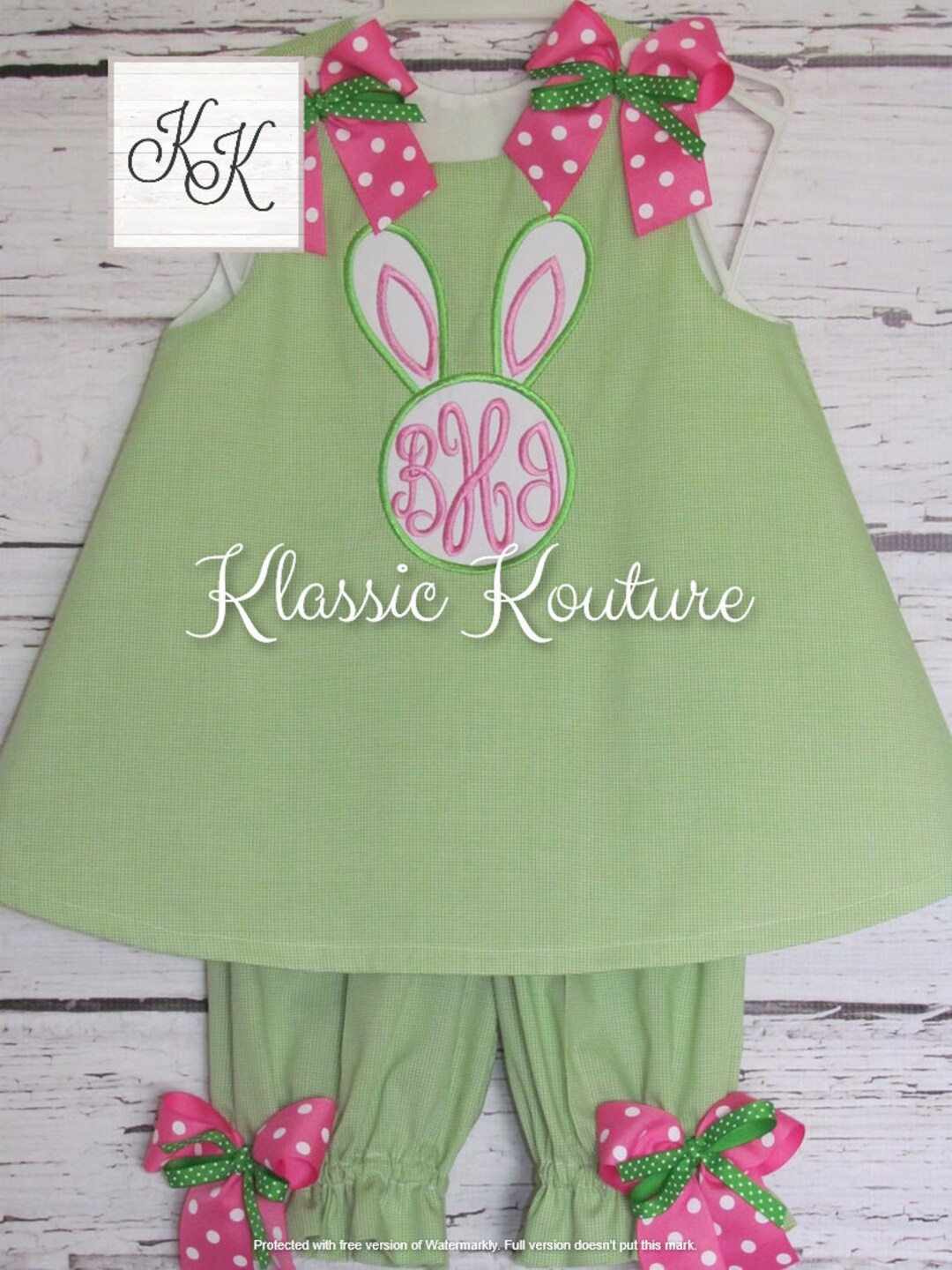 Girls Easter Bloomer Set Monogram Bunny Easter Aline Dress Etsy