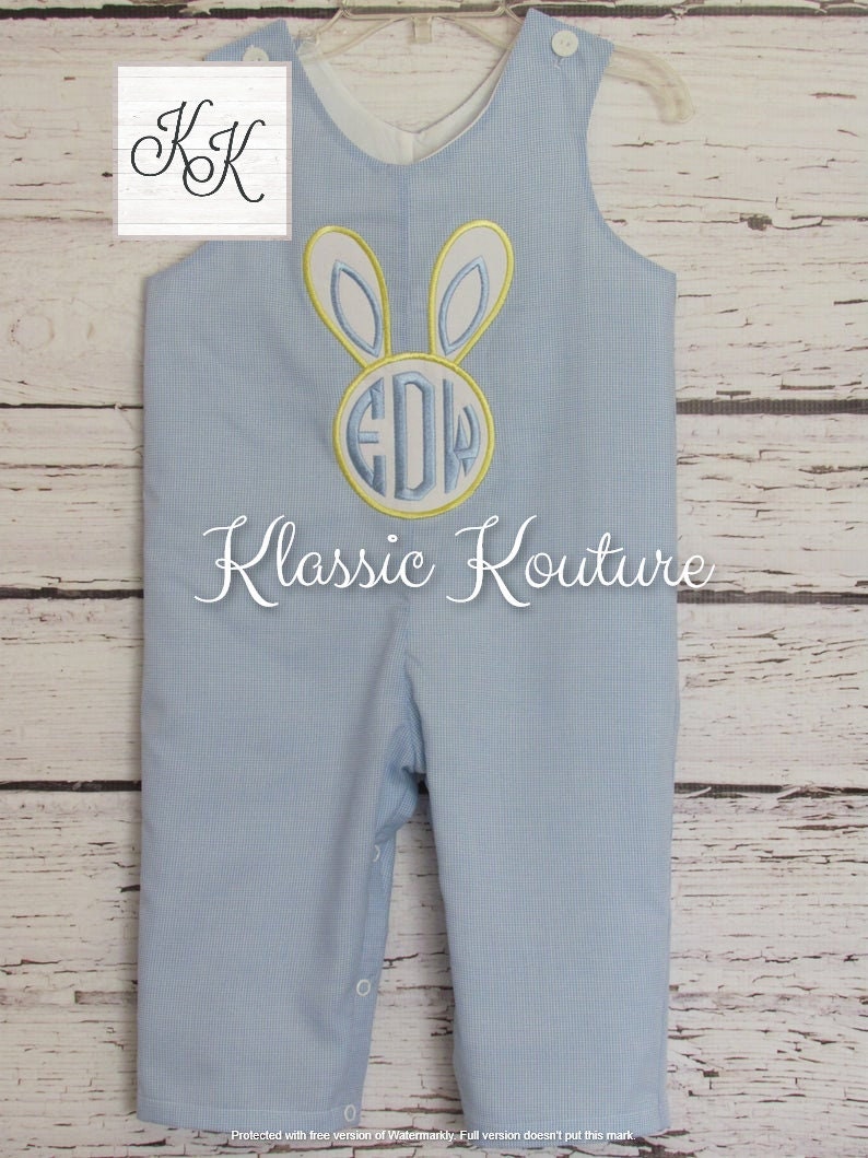 Baby Boy Monogram Easter Shortall Longall Jon Jon Romper First Etsy