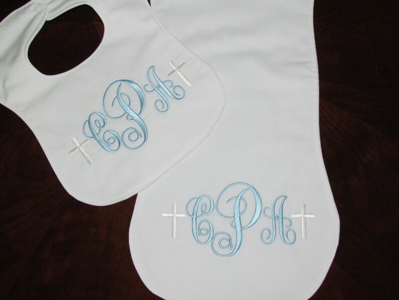 Christening Bib Baptism Bib Set Baby Dedication Bib and Burper Etsy
