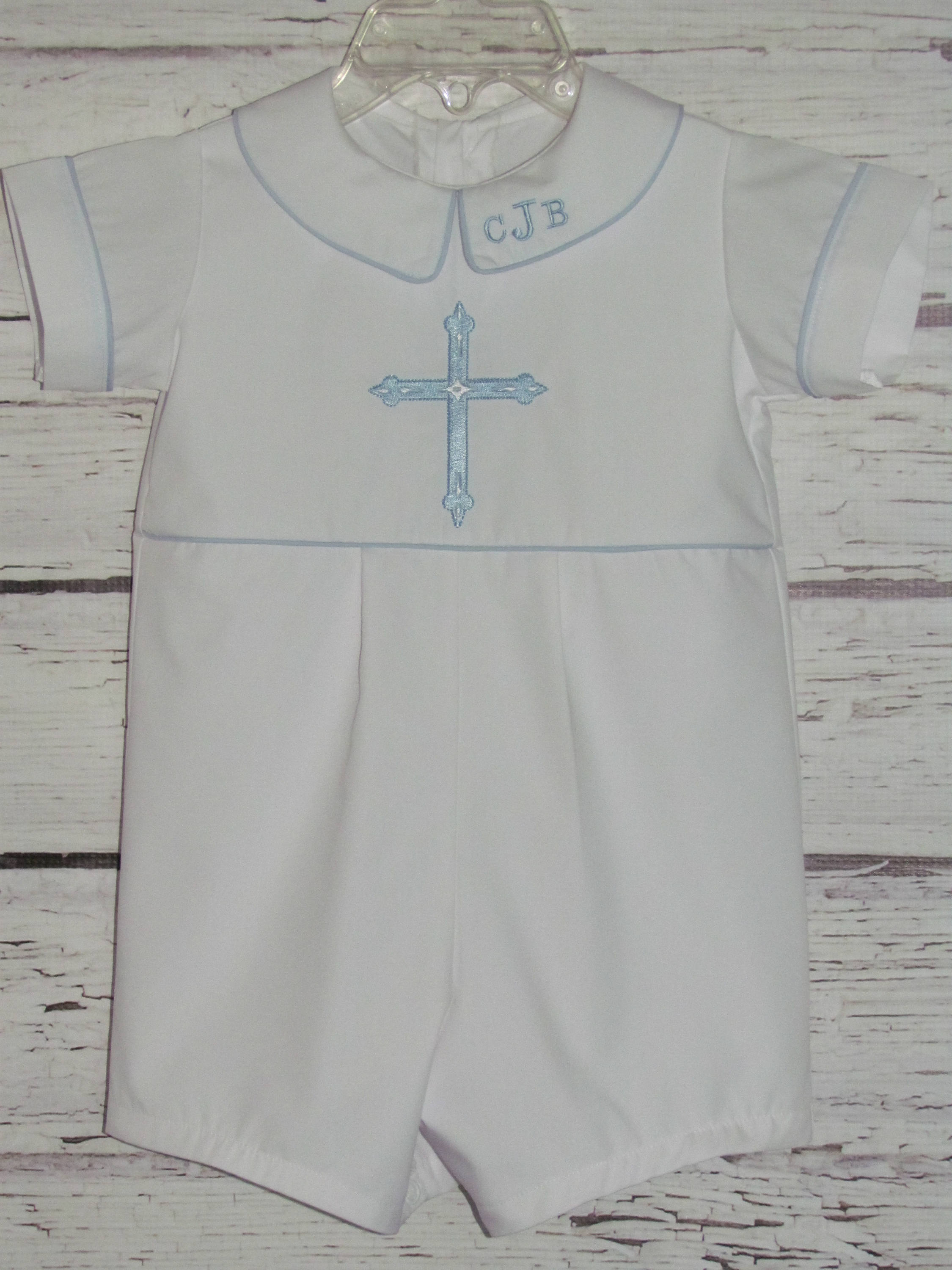 Baby Boy Baptism Romper Monogram Collar Christening Romper Etsy