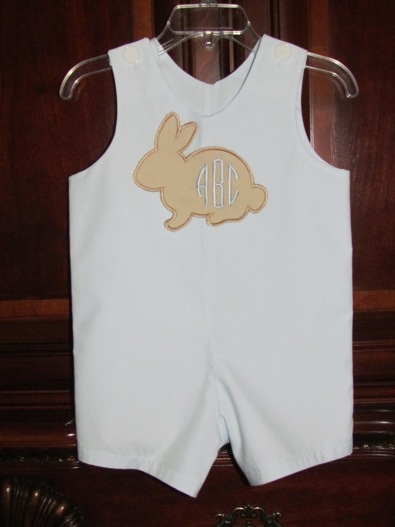 Baby Boy Easter Bunny Applique Monogram Shortall Longall Etsy