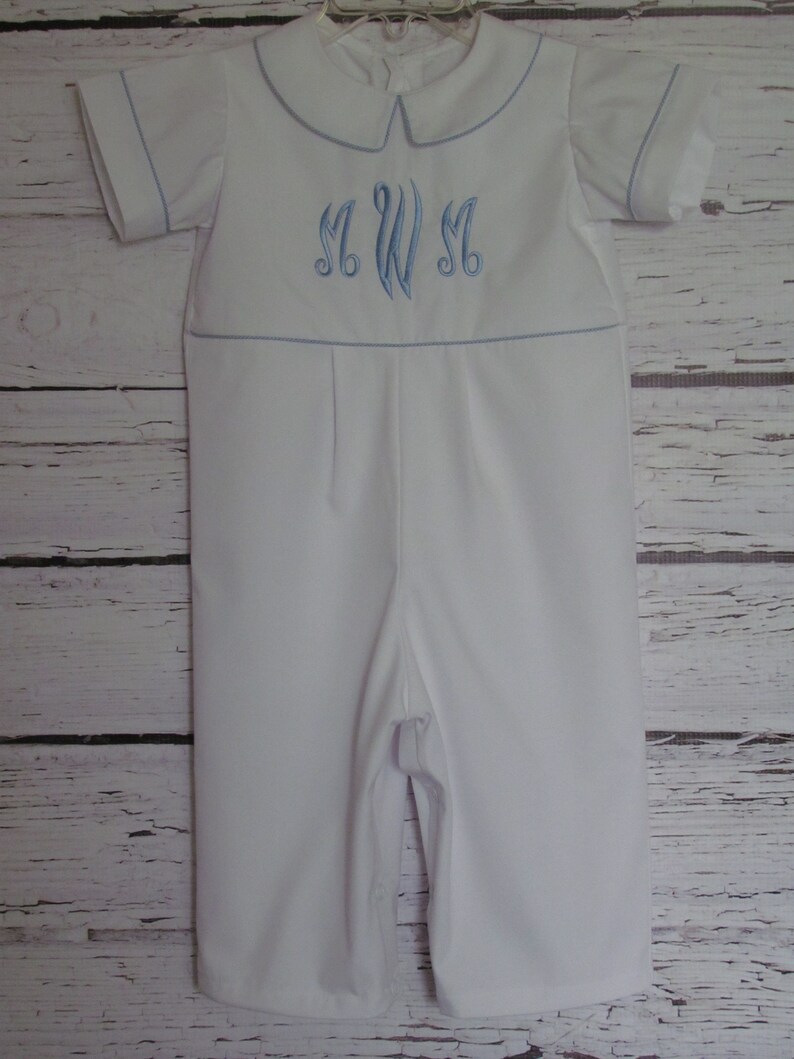 Baby Boy Monogram Romper Christening Romper Baptism Take Me Etsy