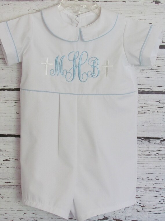 Baby Boy Baptism Romper Shorts or Long Pants Christening Etsy