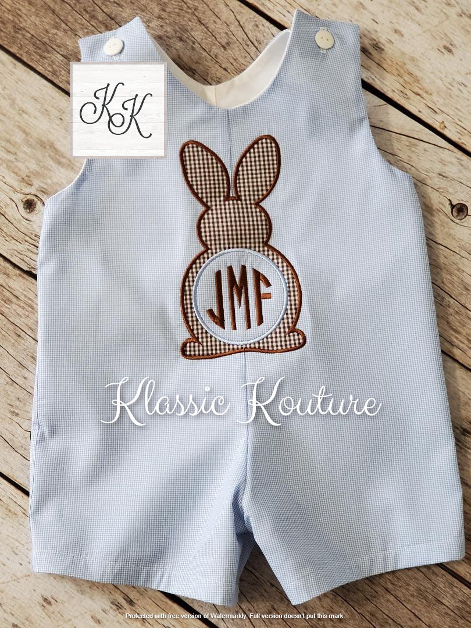 Baby Boy Easter Bunny Applique Shortall Longall Jon Jon Romper Etsy