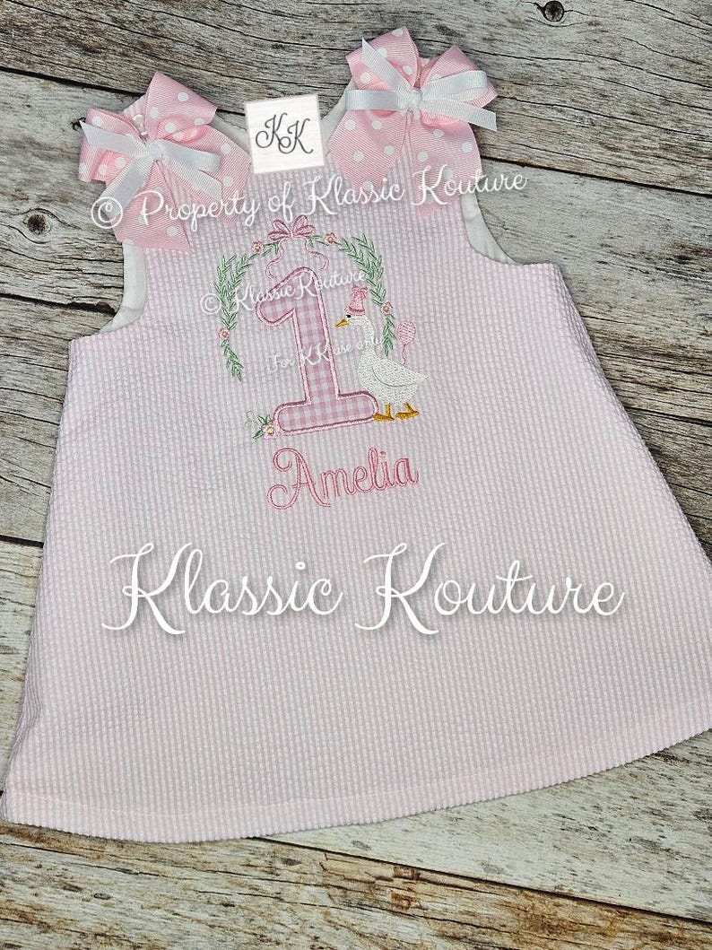 Goose ONE Silly Goose Birthday Bubble Bloomer Set A-line Dress Birthday Outfit First Birthday bild 2