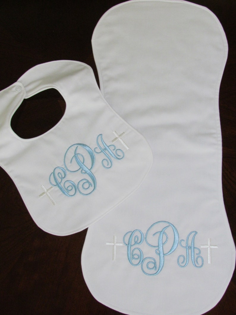 Christening Bib Baptism Bib Set Baby Dedication Bib and Burper Etsy