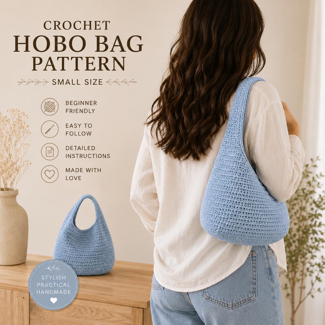 Crochet Hobo Bag Pattern PDF, Small Size, Slouchy Shoulder Purse ...