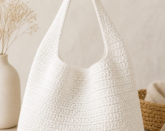 Crochet Basic Tote Bag Pattern PDF, Slouchy Tote, PDF Pattern, Instant Download
