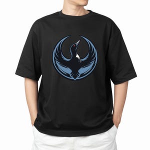 Rebel Loon Vogel Logo T-Shirt PNG, dunkles Gothic Streetwear Emblem, minimales Raben Phoenix Symbol, digitaler Download