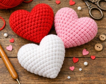 Easy Crochet Heart Pattern | Beginner-Friendly PDF Tutorial | Digital Download