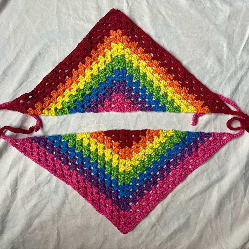 Gradient Bandanas Rainbow Pride Crochet Granny Square Bandana - Etsy