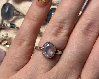 Lavender Moon Quartz Ring • Oval Sterling Silver • Size 6.5