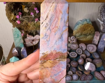 Indonesian Pastel Agate Tower | Polished Chalcedony Obelisk | One of a Kind Crystal Point