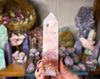Indonesian Pastel Agate Tower | Polished Chalcedony Obelisk | One of a Kind Crystal Point