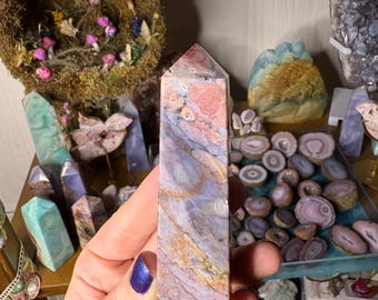 Indonesian Pastel Agate Tower | Polished Chalcedony Obelisk | One of a Kind Crystal Point