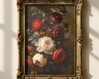 ヴィンテージのバラと朝顔の絵画：17世紀オランダの花の芸術（デジタル