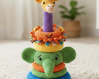 かぎ針編みの動物積み木おもちゃ｜オーガニックコットン編みぐるみ