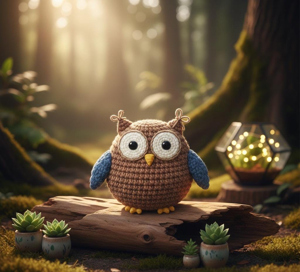 Crochet Owl Pattern, Amigurumi Owl Tutorial, DIY Crochet Animal, Intermediate Crochet Pattern,Woodla