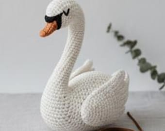 白鳥の編みぐるみ編み図 – エレガントな鳥のぬいぐるみ、ラウンドごと