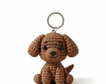Schema portachiavi all'uncinetto per cane, cucciolo amigurumi (schema PDF)