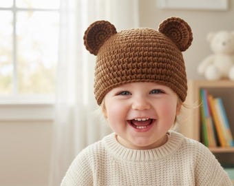 Easy Crochet Teddy Bear Hat Pattern | Adult Teen Beanie (PDF)