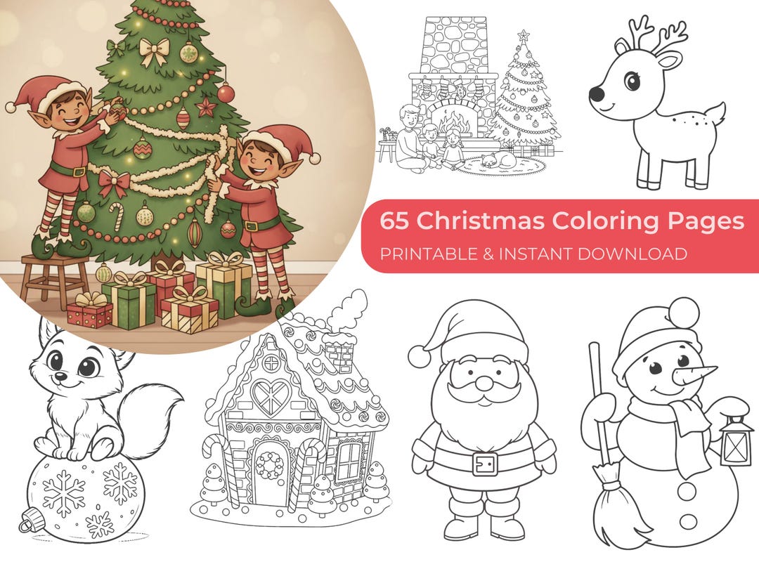 65 Christmas Coloring Pages for Kids, Christmas Coloring Book for Kids ...