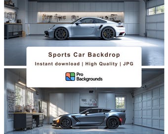 Sports Car Garage Virtual Background, 4K Zoom Meeting (Digital Download)