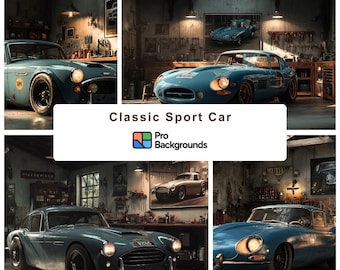 Classic Car Garage Virtual Background | Realistic Vintage Auto Workshop Zoom Background | Digital Download Home Office Backdrop