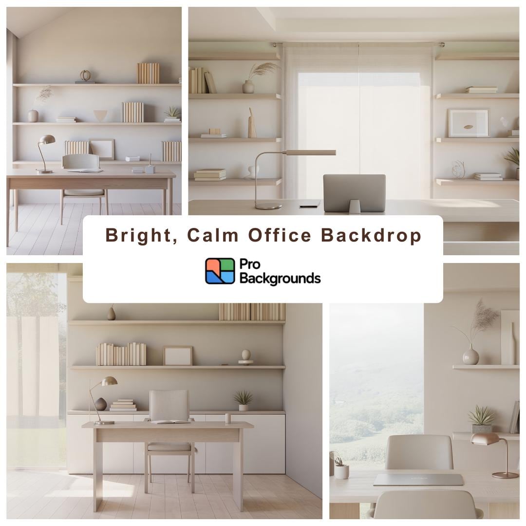 Minimalist Home Office Zoom Backdrop, Calming Light Workspace Virtual ...