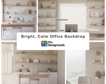 Minimalist Home Office Zoom Backdrop, Calming Light Workspace Virtual Backdrop, Clean Modern Office Video Call Background, Digital Download